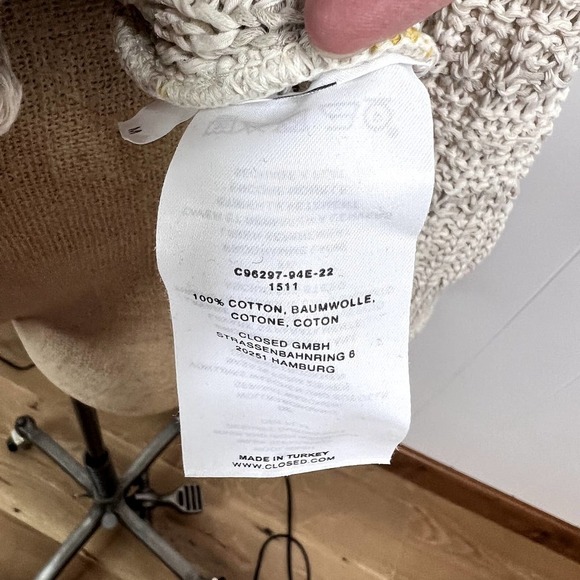 CLOSED Tan and Yellow Knit Boat Neck Sweater 100% Cotton EUC SZ M - Picture 7 of 9